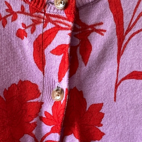 Ann Taylor-Button down Cardigan with Red Floral Print - Picture 4 of 7
